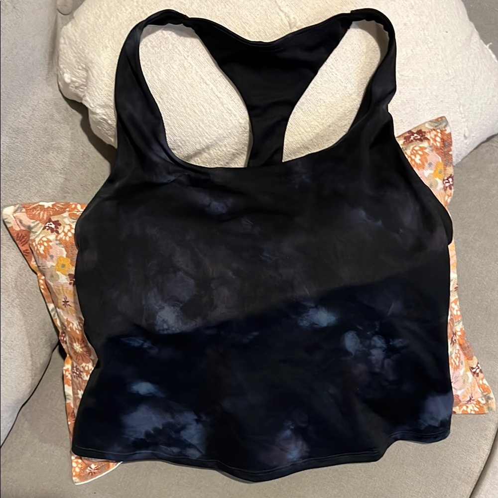 Black Tie-Dye Racerback sports bra Tank Top